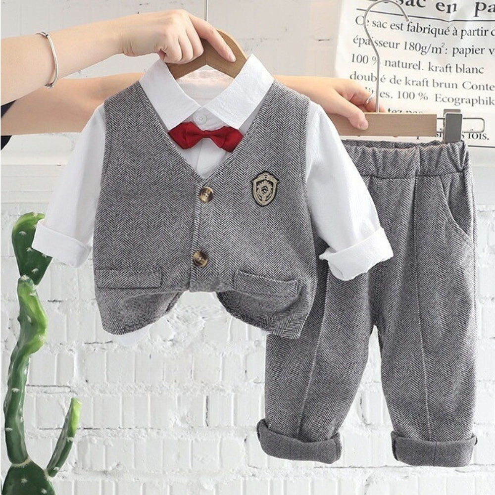 Boys Herringbone Vest and Pants Suit Set - Beekee
