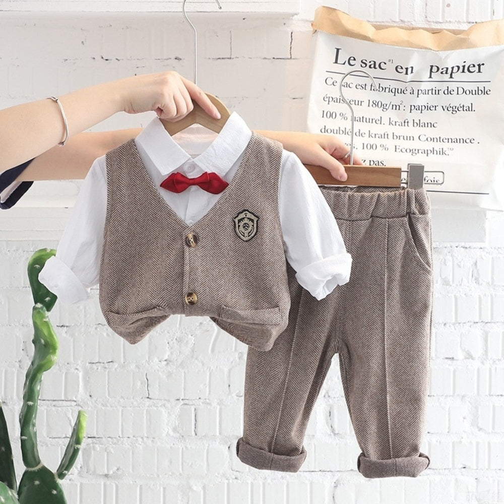 Boys Herringbone Vest and Pants Suit Set - Beekee