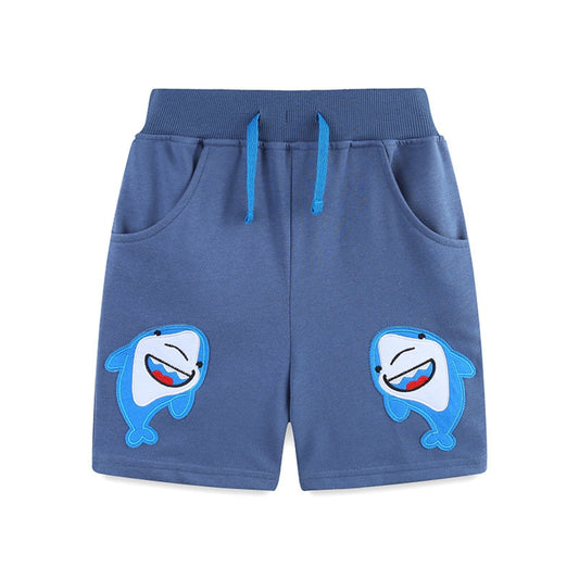 Boys Shark Patch Drawstring Shorts with Pockets - Beekee
