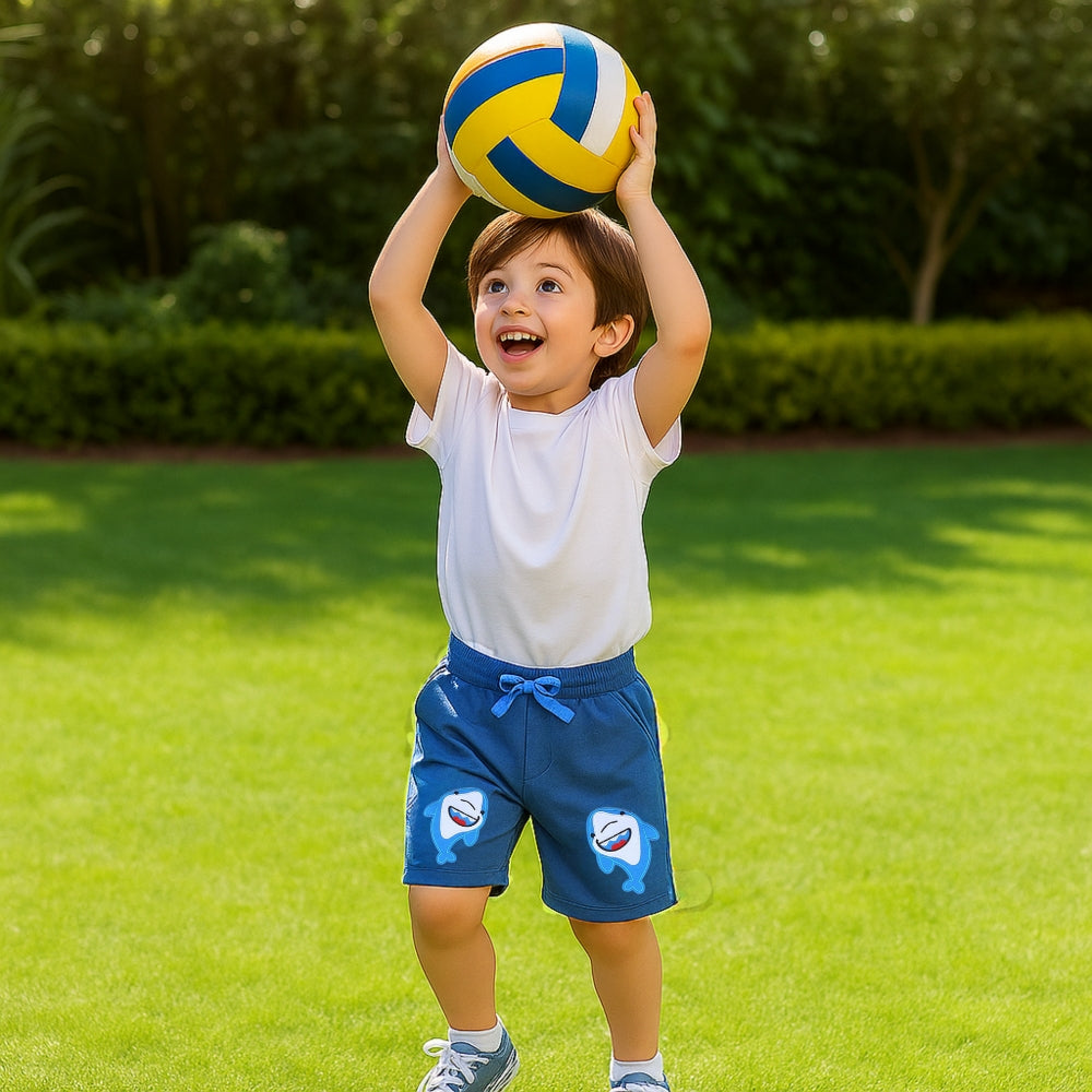 Boys Shark Patch Drawstring Shorts with Pockets - Beekee