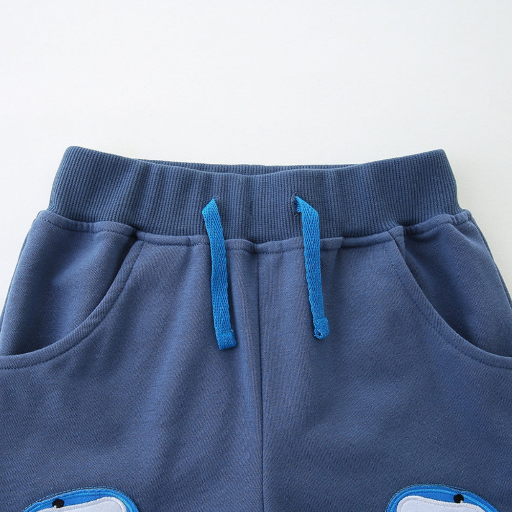 Boys Shark Patch Drawstring Shorts with Pockets - Beekee