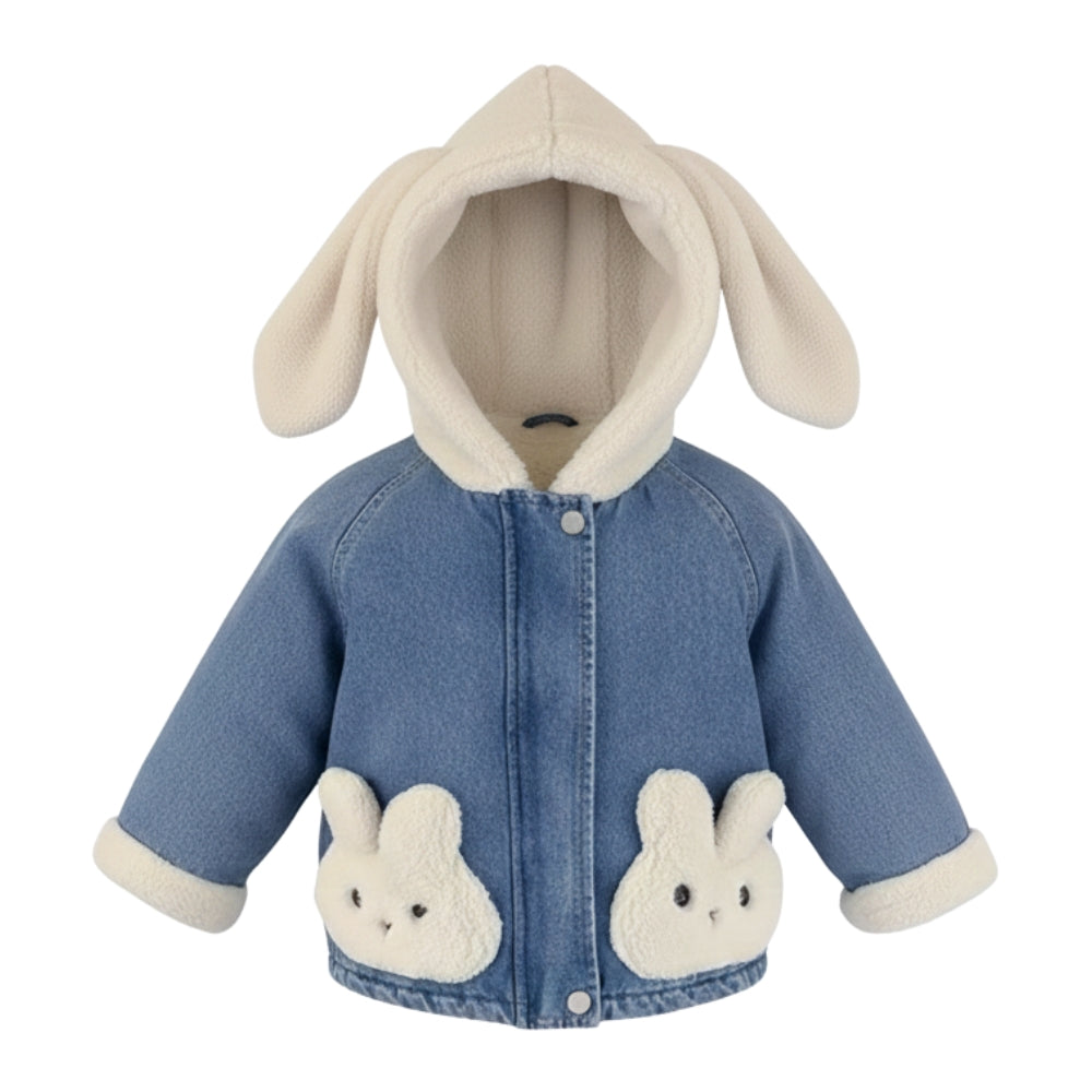 Bunny Ear Denim Fleece Jacket - Beekee