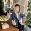 Bunny Ear Denim Fleece Jacket - Beekee