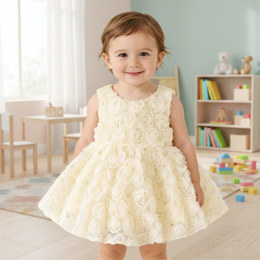 Sweet Rosette Tulle Party Dress for Baby Girls-Beekee