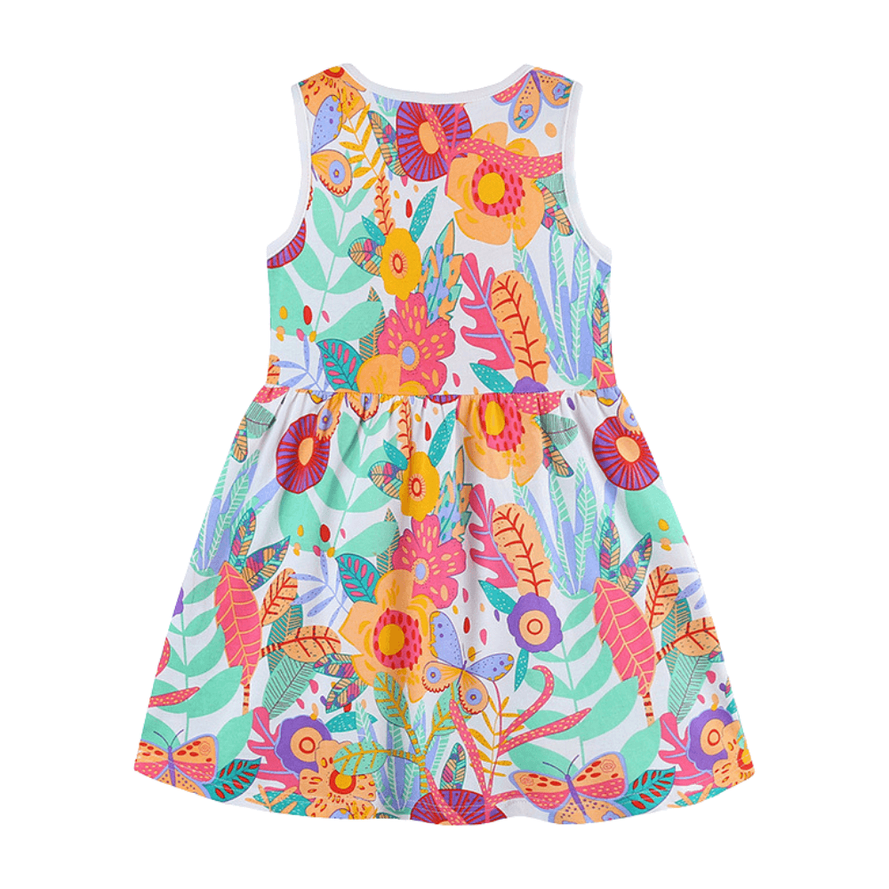 Butterflies Floral Print Girls Summer Dress - Beekee