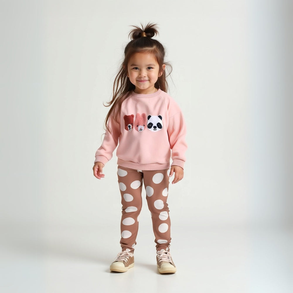 Cartoon Appliqué Sweatshirt and Leggings Set - Beekee