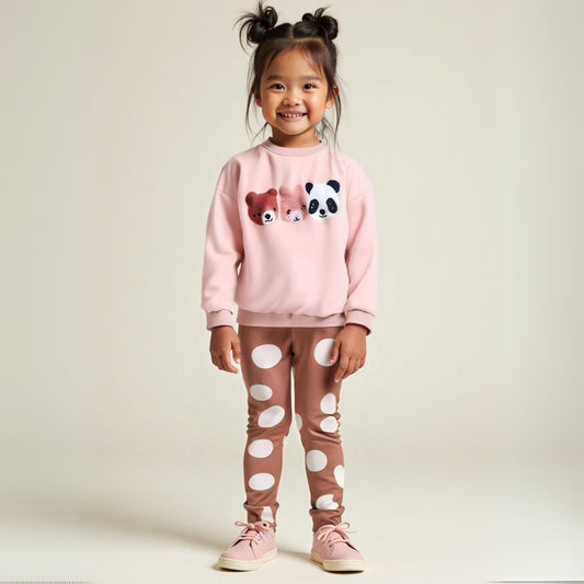 Cartoon Appliqué Sweatshirt and Leggings Set - Beekee