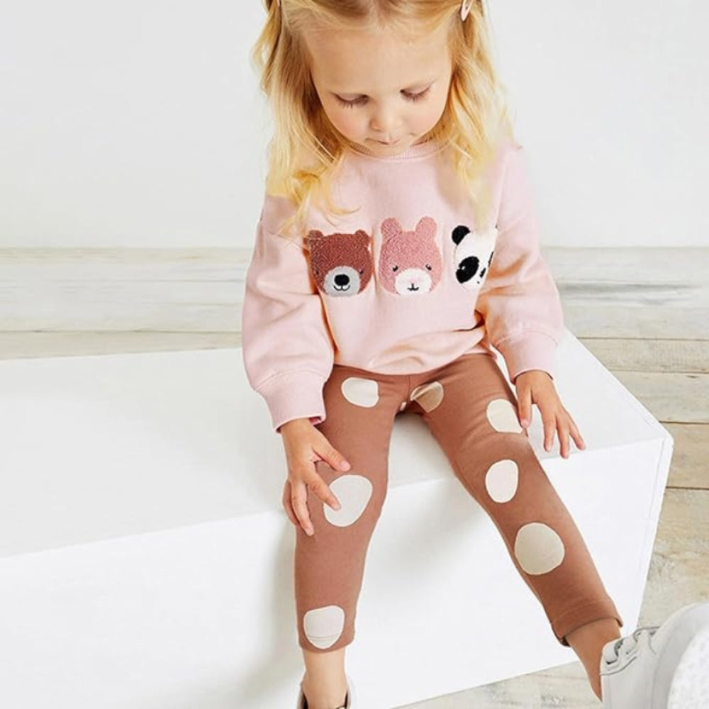 Cartoon Appliqué Sweatshirt and Leggings Set - Beekee