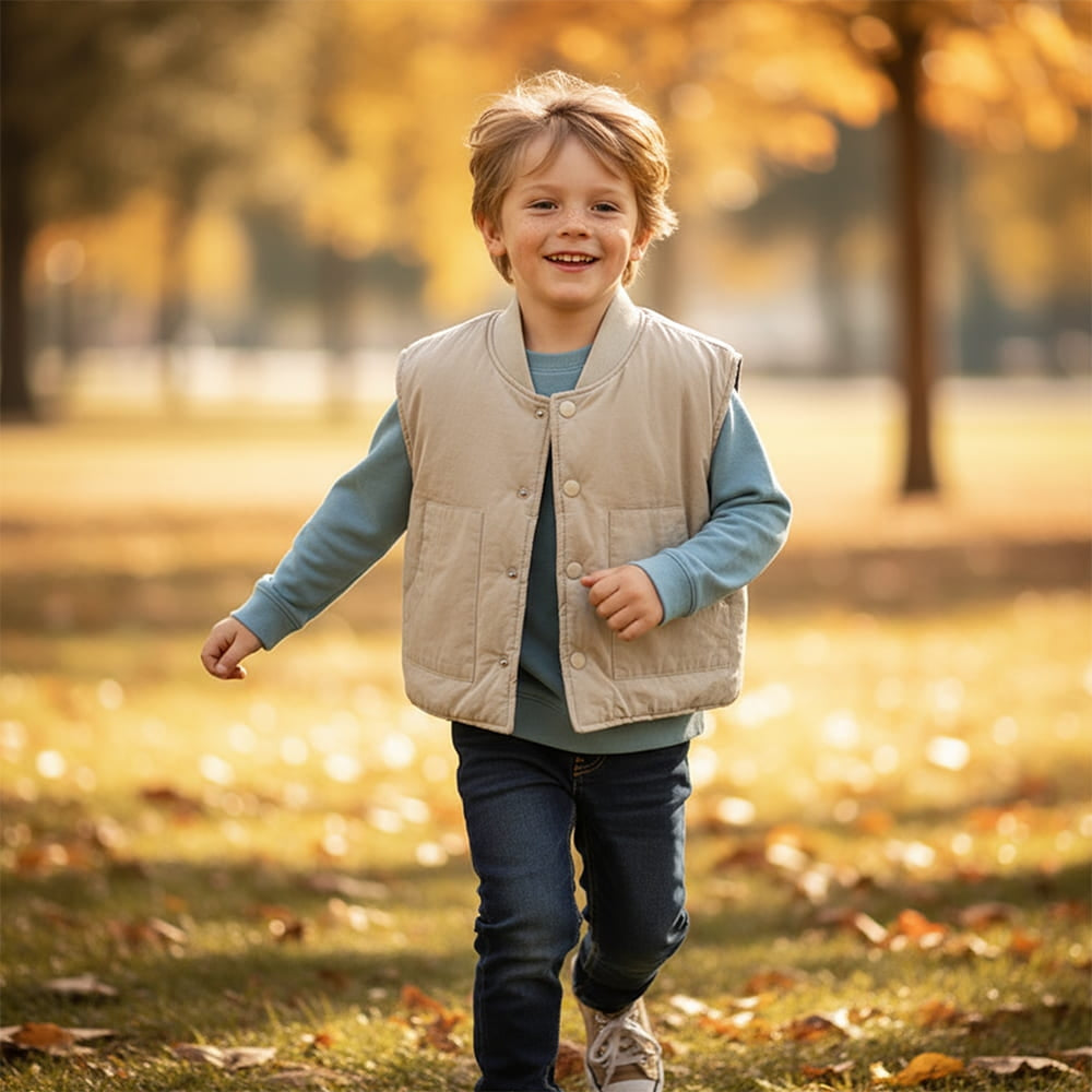 Charming Gingham Reversible Padded Vest - Beekee