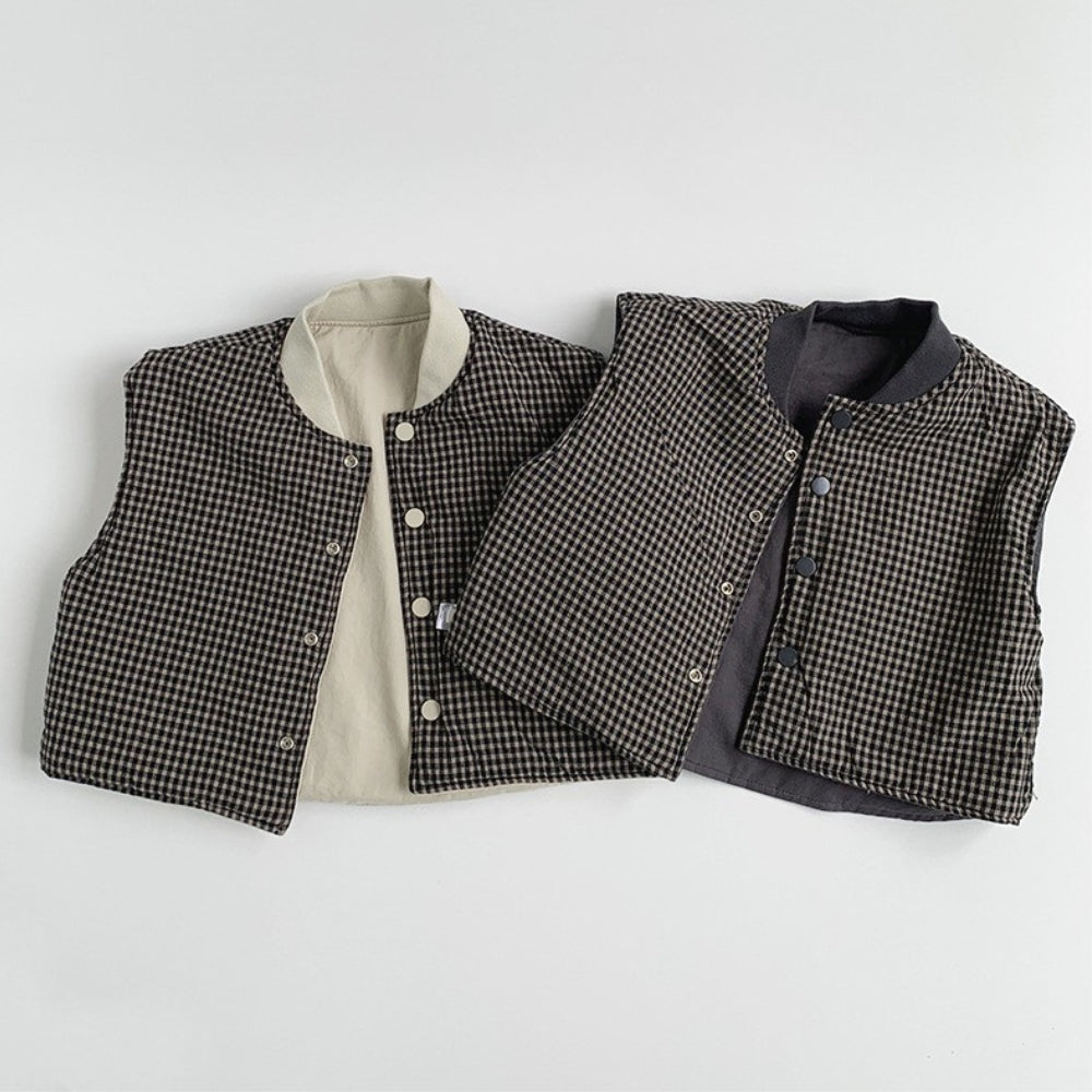 Classic Padded Cotton Vest Charming Gingham Reversible Padded Vest - Beekee- Beekee