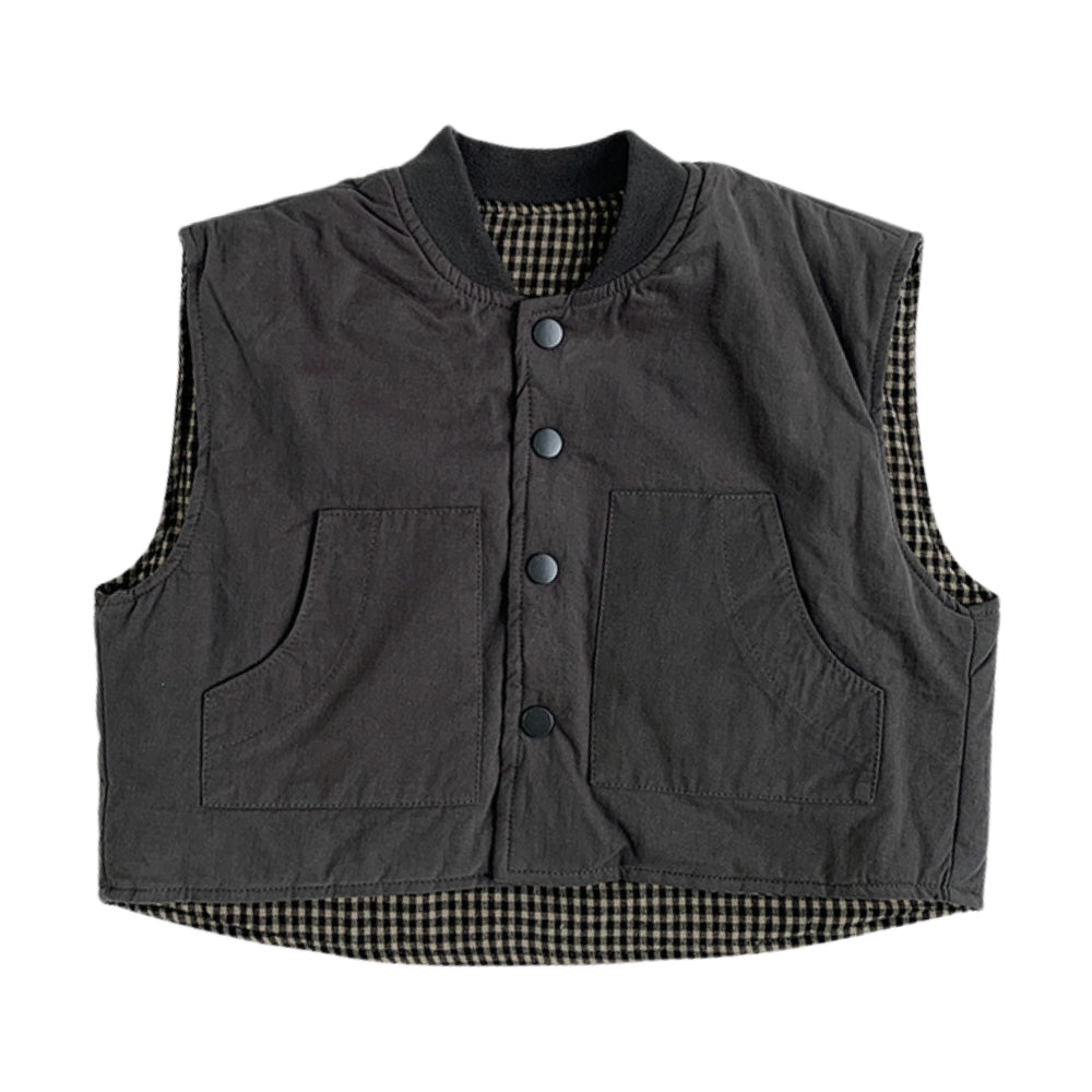 Charming Gingham Reversible Padded Vest - Beekee