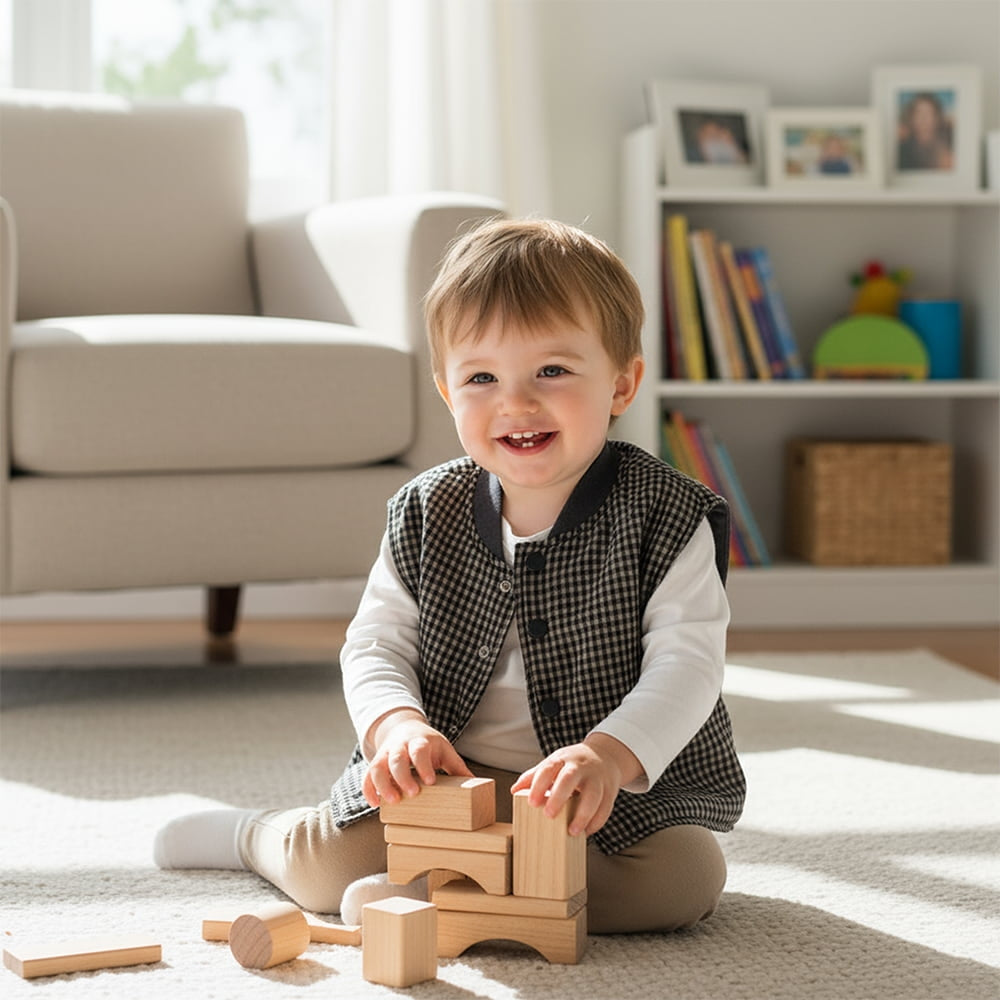 Charming Gingham Reversible Padded Vest - Beekee
