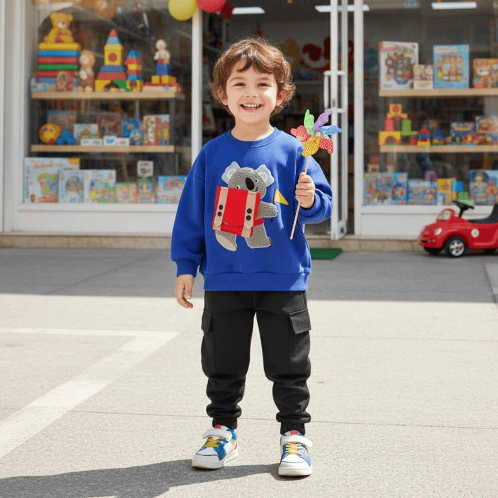 Charming Koala Sweatshirt & Cargo Jogger Set - Beekee