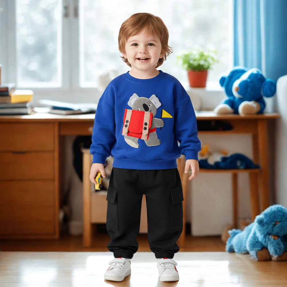 Charming Koala Sweatshirt & Cargo Jogger Set - Beekee