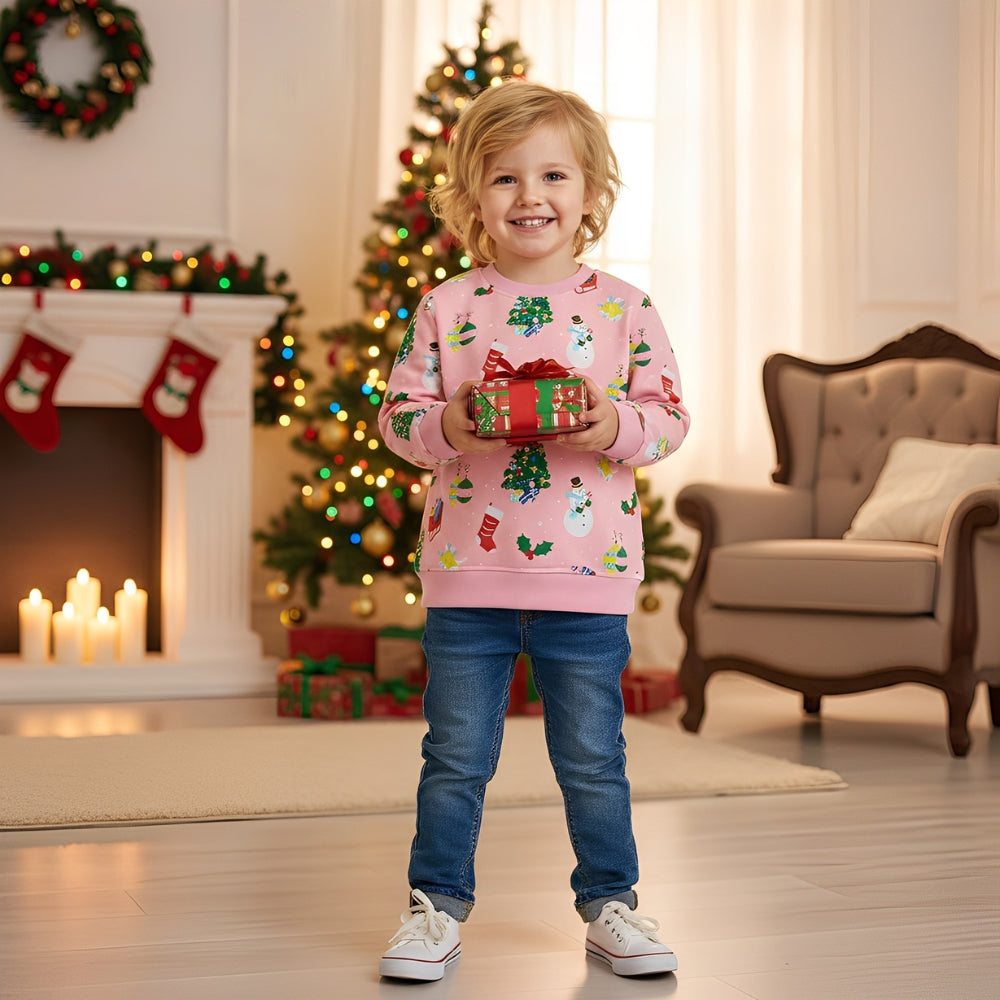Charming Pink Christmas Girls Sweatshirt - Beekee