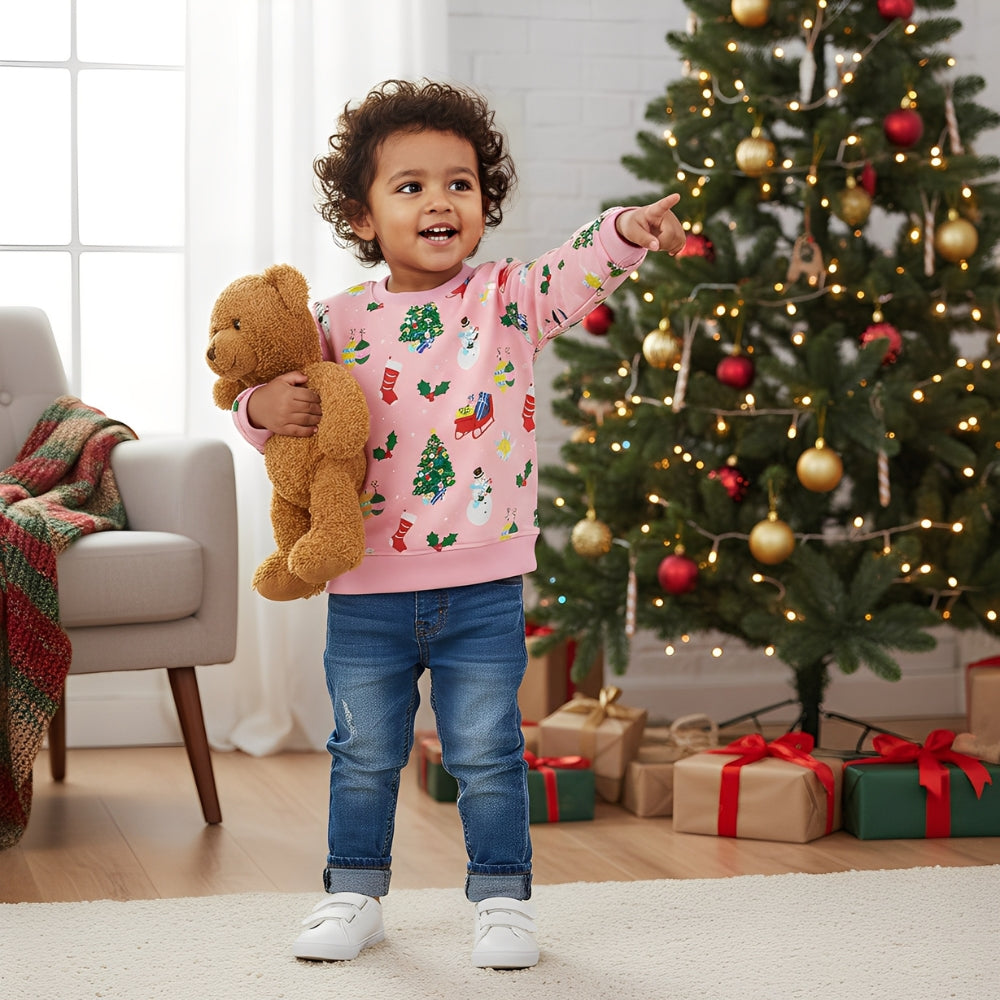 Charming Pink Christmas Girls Sweatshirt