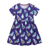 Cheerful Purple Pigeon Print Girls Dress With Pocket - Beekee