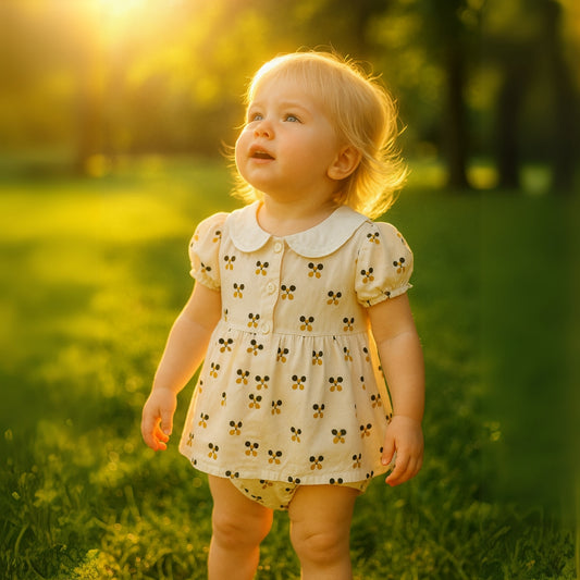 Cherry Print Girl Romper Dress - Beekee