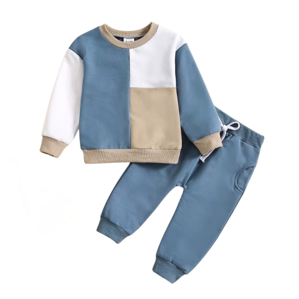 Color Block Boys Fall Matching Sweat Set - Beekee