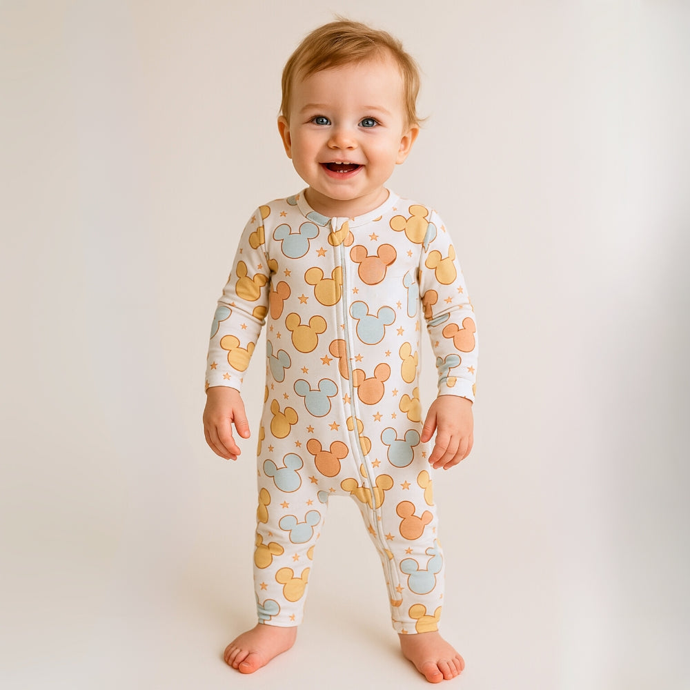 Colorful Mickey-Inspired Print Baby Romper - Beekee