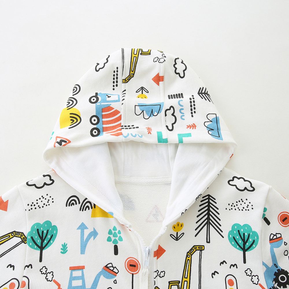 Construction Print Boys Hooded Sweatshirt - Beekee