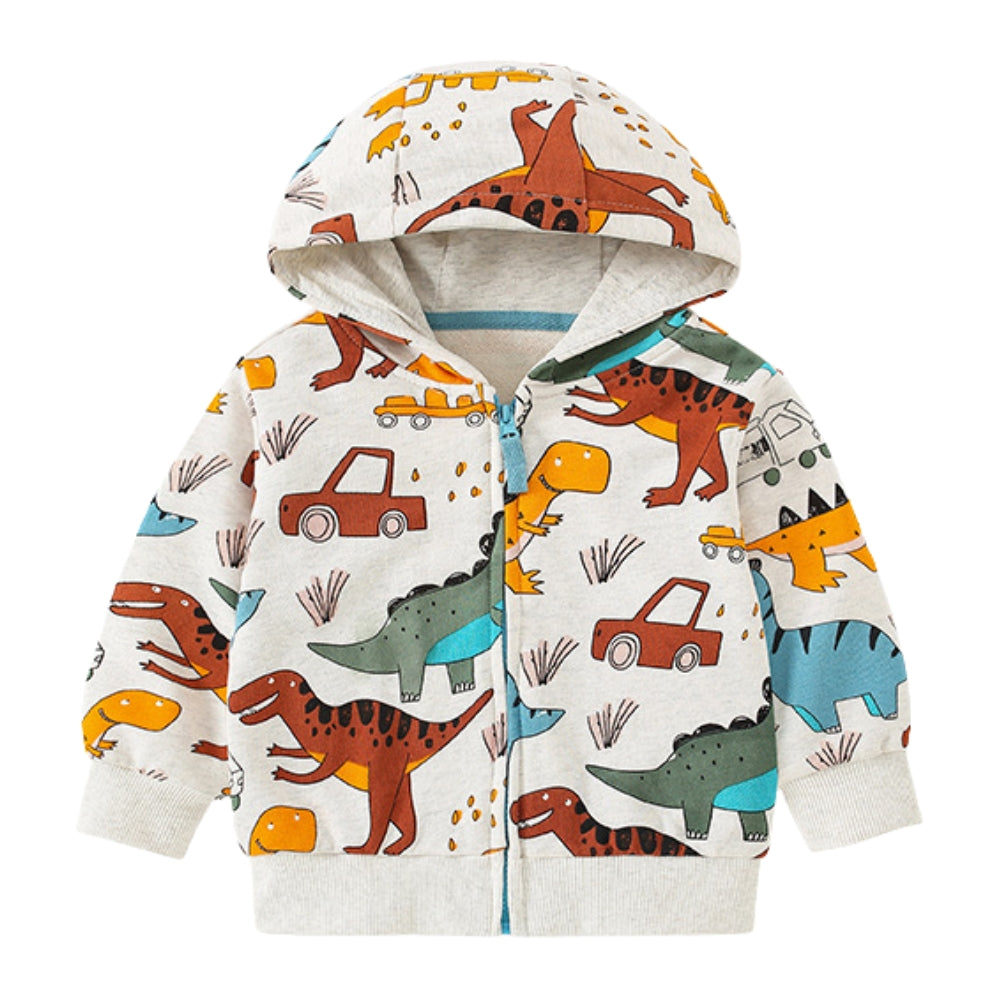 Cool Dino Adventure Kids Zip Hoodie - Beekee