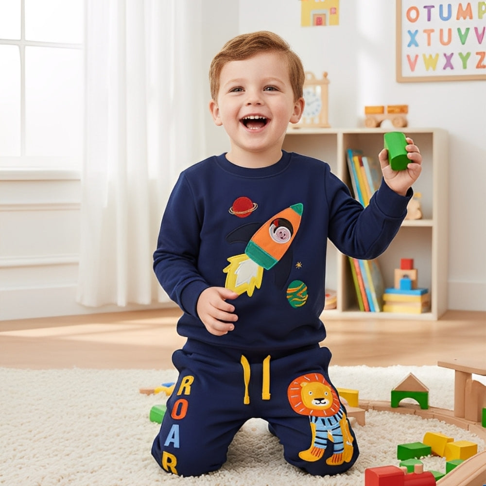 Cool Space & Safari Adventure Boys Jogger Set - Beekee