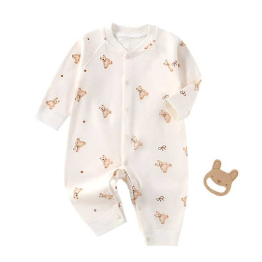 Cotton Snap-Up Baby Romper with Animal Print - Beekee