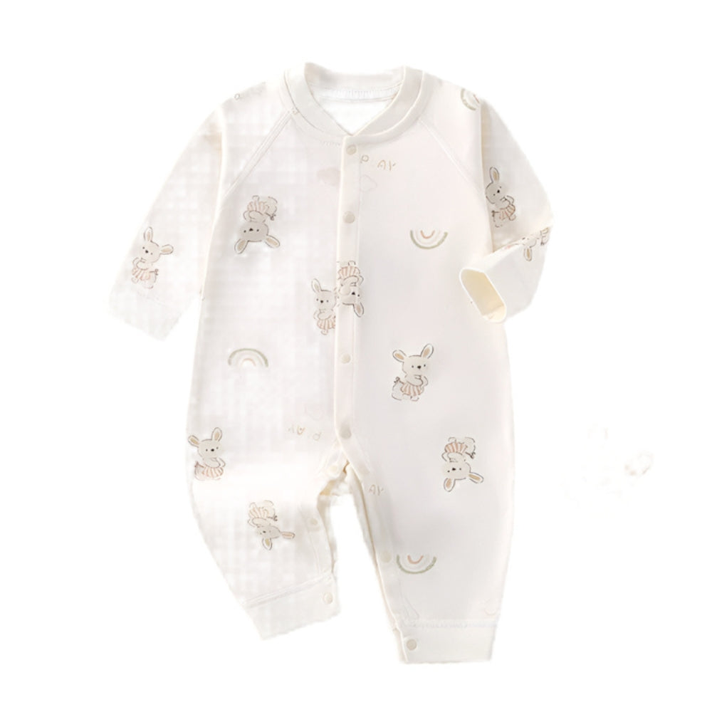 Cotton Snap-Up Baby Romper with Animal Print - Beekee