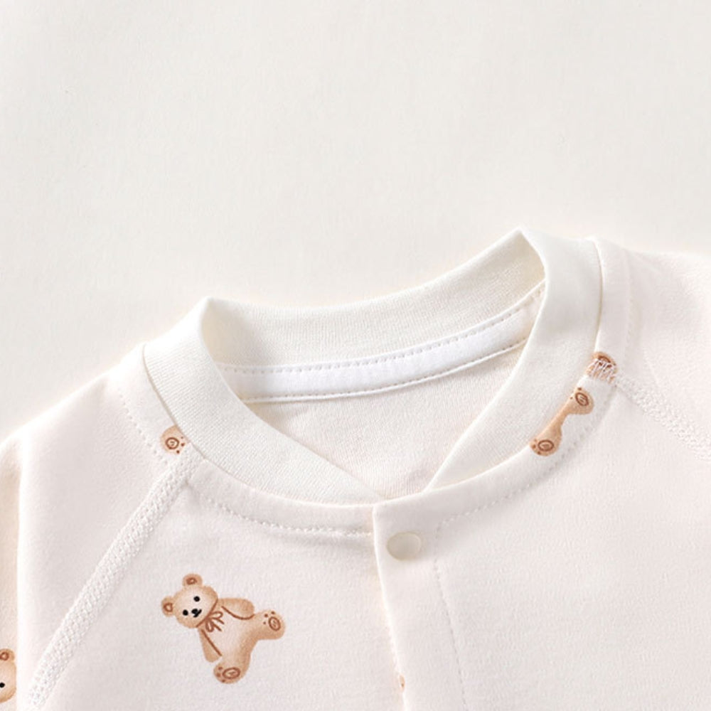 Cotton Snap-Up Baby Romper with Animal Print - Beekee