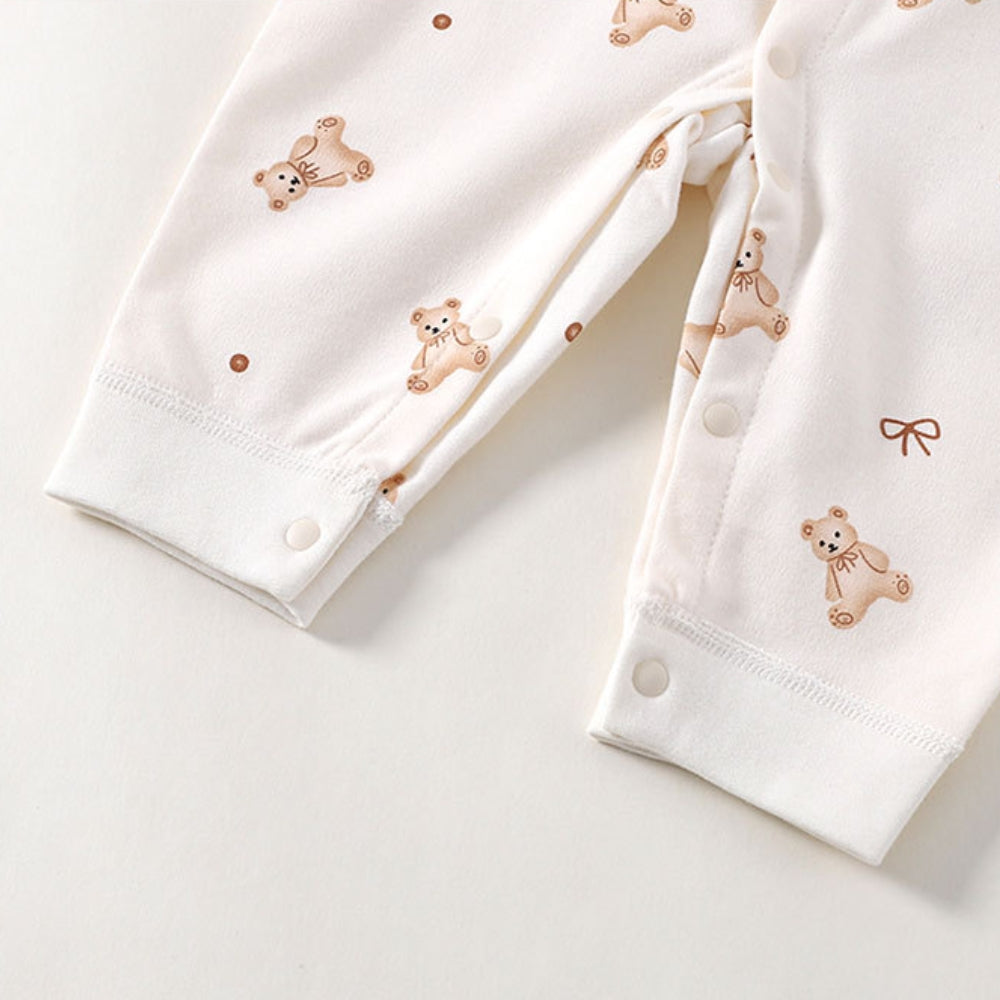 Cotton Snap-Up Baby Romper with Animal Print - Beekee