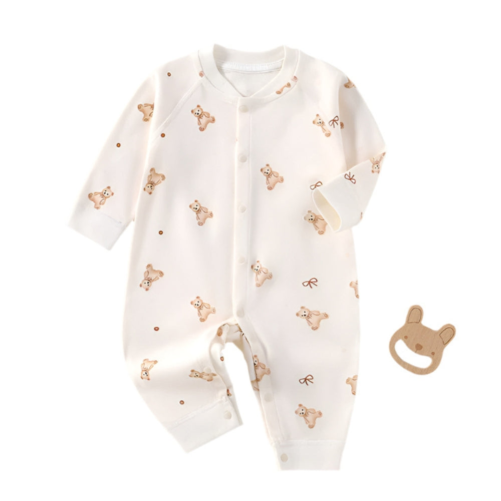 Cotton Snap-Up Baby Romper with Animal Print - Beekee