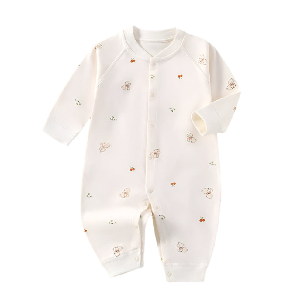 Cotton Snap-Up Baby Romper with Animal Print - Beekee