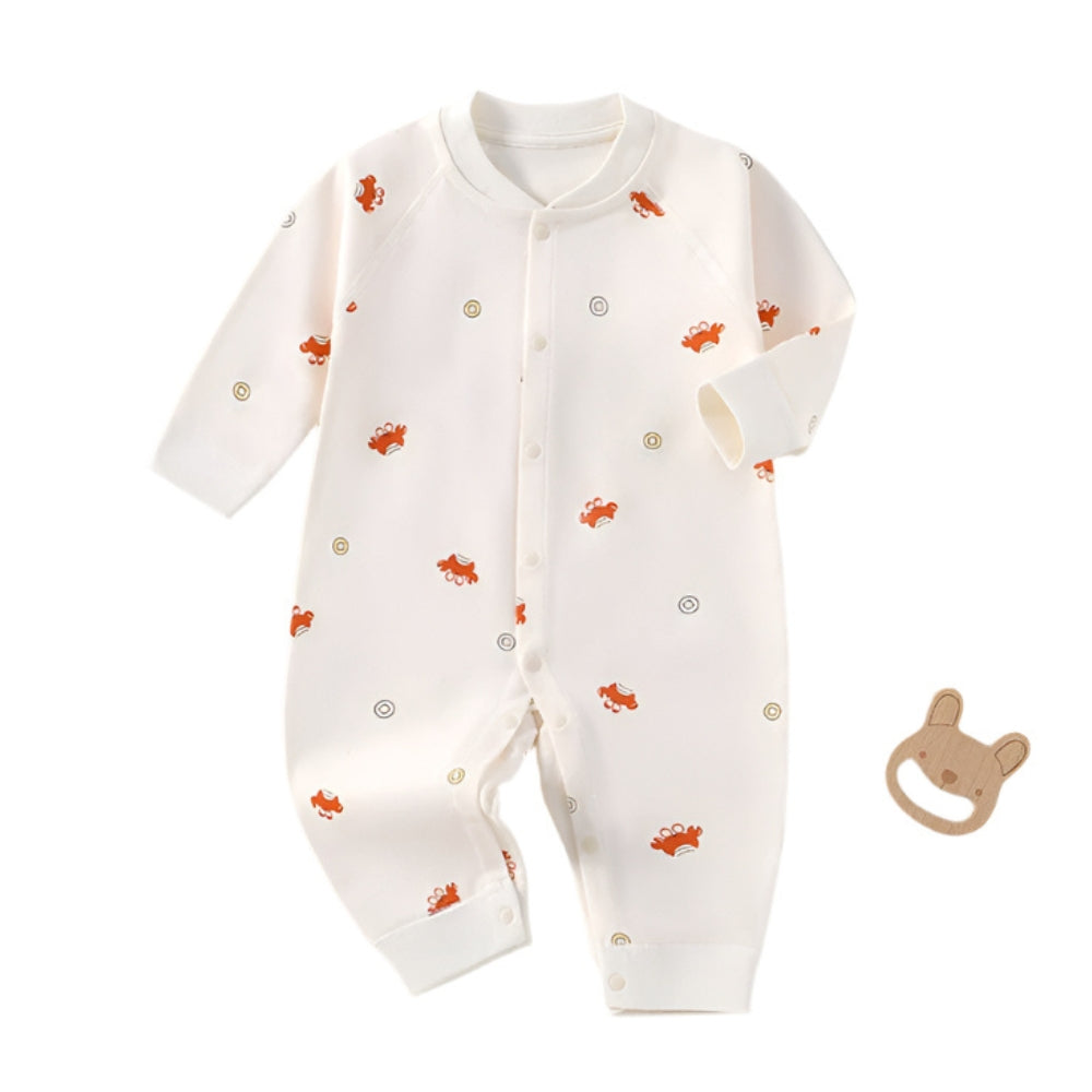 Cotton Snap-Up Baby Romper with Animal Print - Beekee