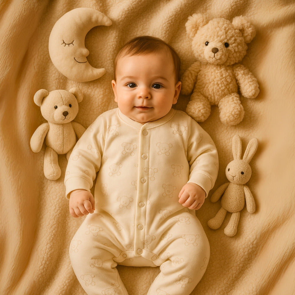 Cotton Snap-Up Baby Romper with Animal Print - Beekee