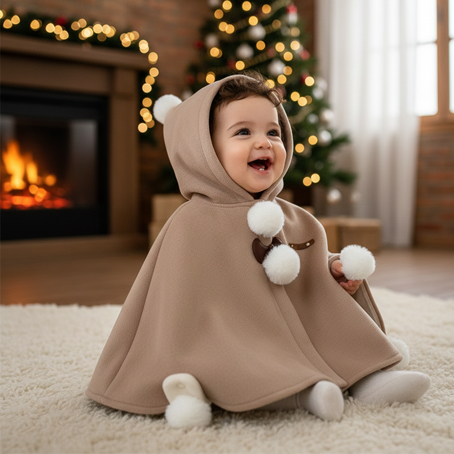 Cozy Christmas Velvet Baby Cape - Beekee