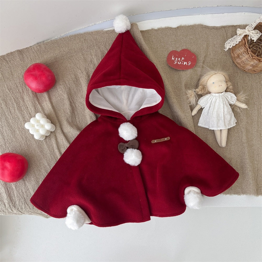 Cozy Christmas Velvet Baby Cape - Beekee