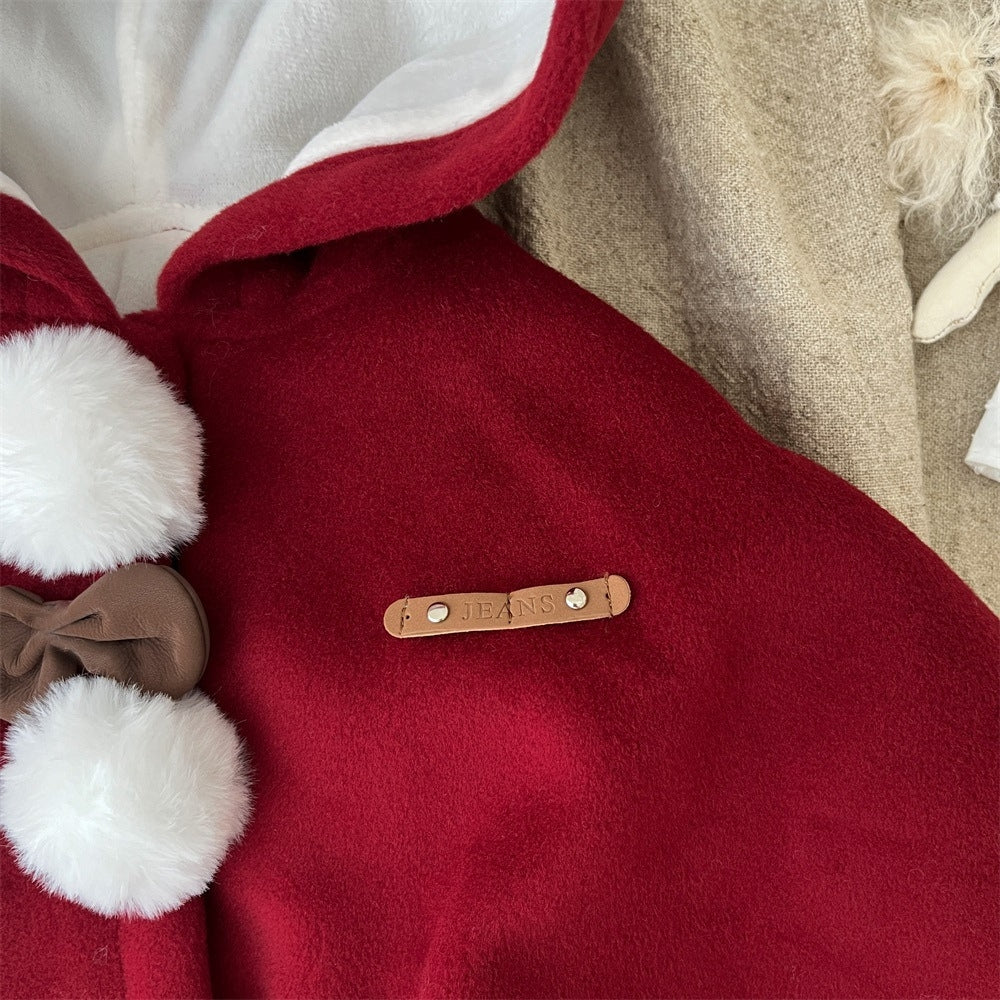 Cozy Christmas Velvet Baby Cape - Beekee