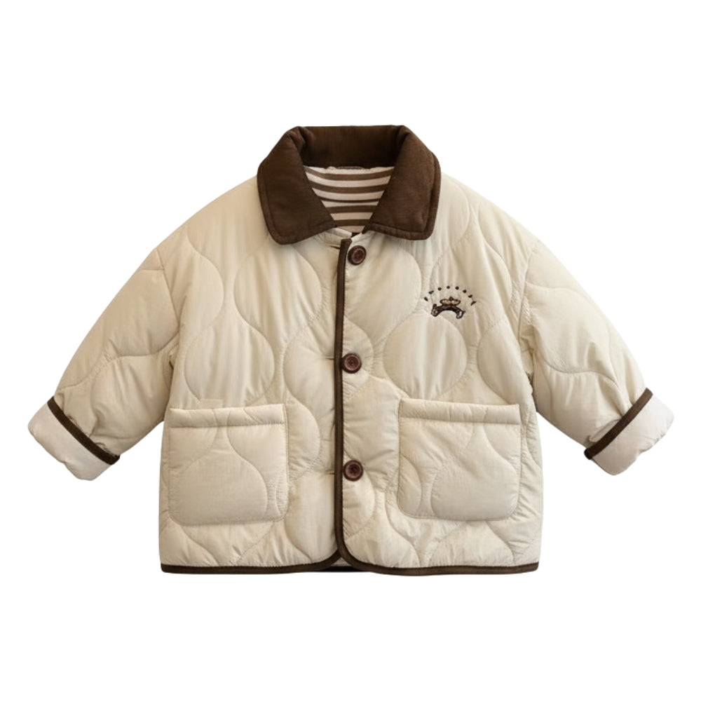 Cozy Quilted Bear Patch Jacket - Beekee