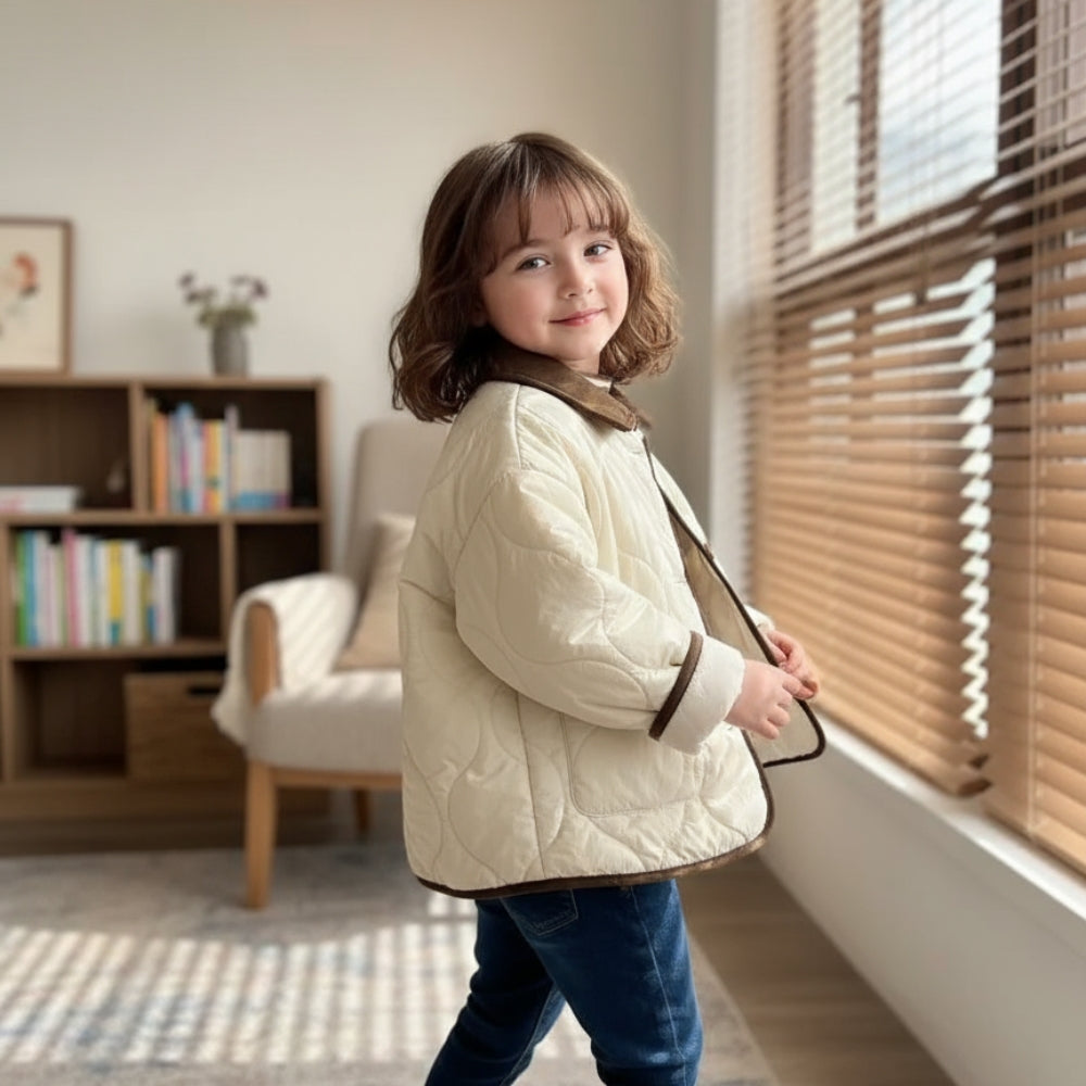 Cozy Quilted Bear Patch Jacket - Beekee