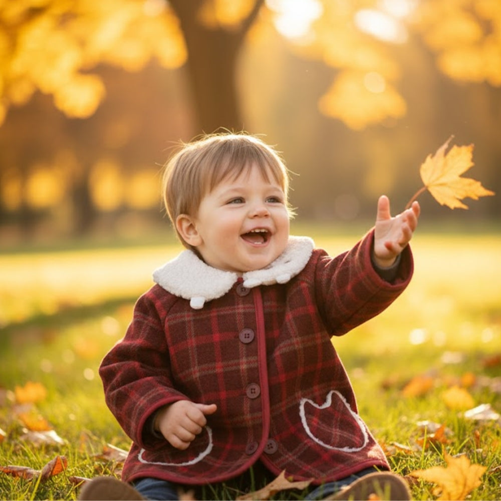Cozy Red Plaid Baby Coat - Beekee