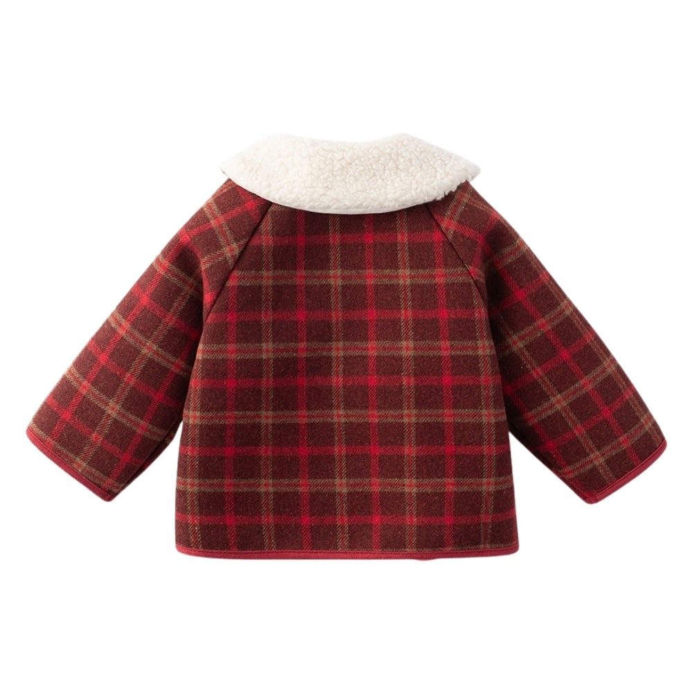 Cozy Red Plaid Baby Coat - Beekee