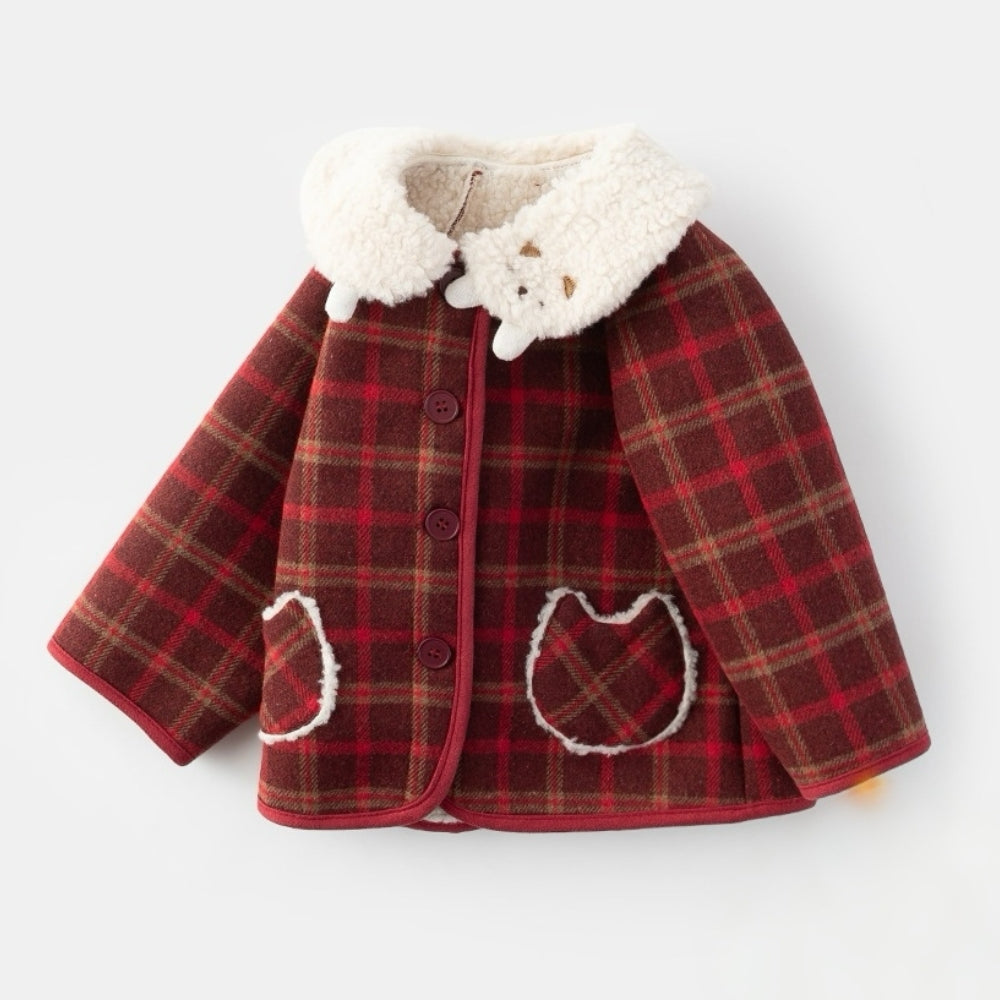 Cozy Red Plaid Baby Coat - Beekee