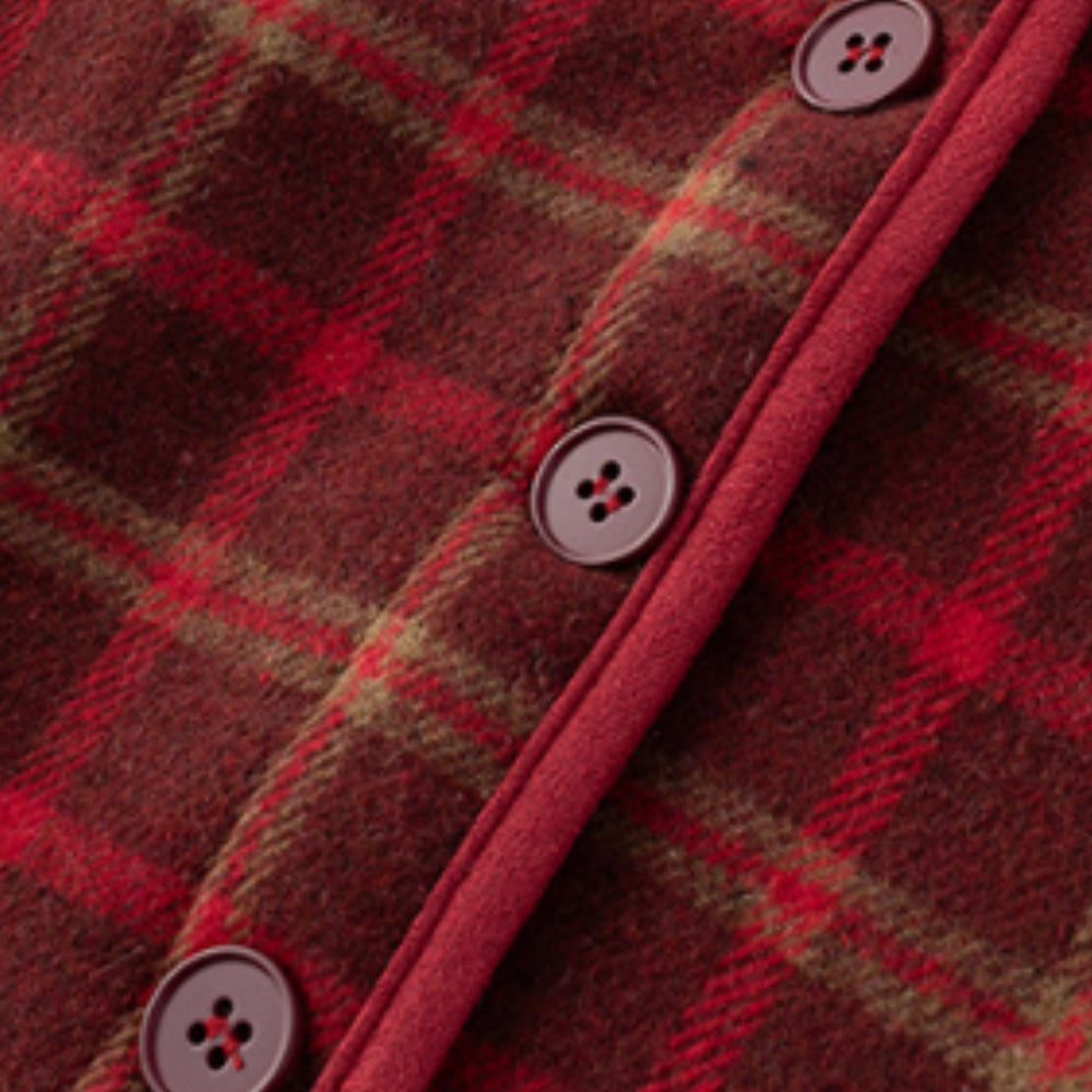 Cozy Red Plaid Baby Coat - Beekee