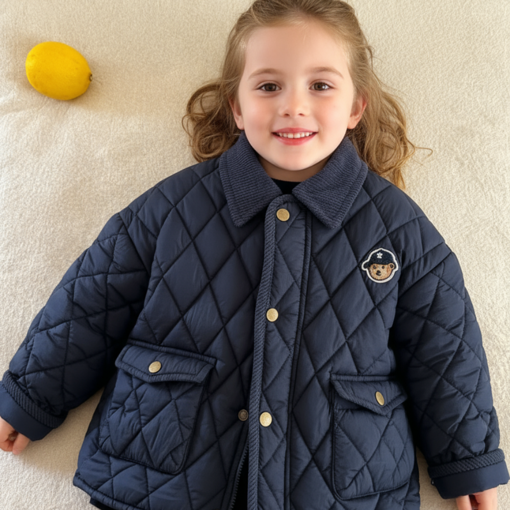Cozy Teddy Patch Quilted Kids Jacket - Beekee