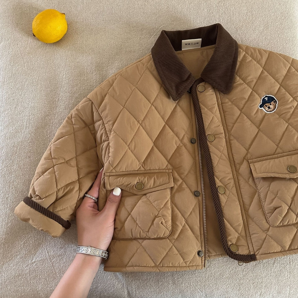 Kids Quilted Teddy Patch Jacket - Beekee