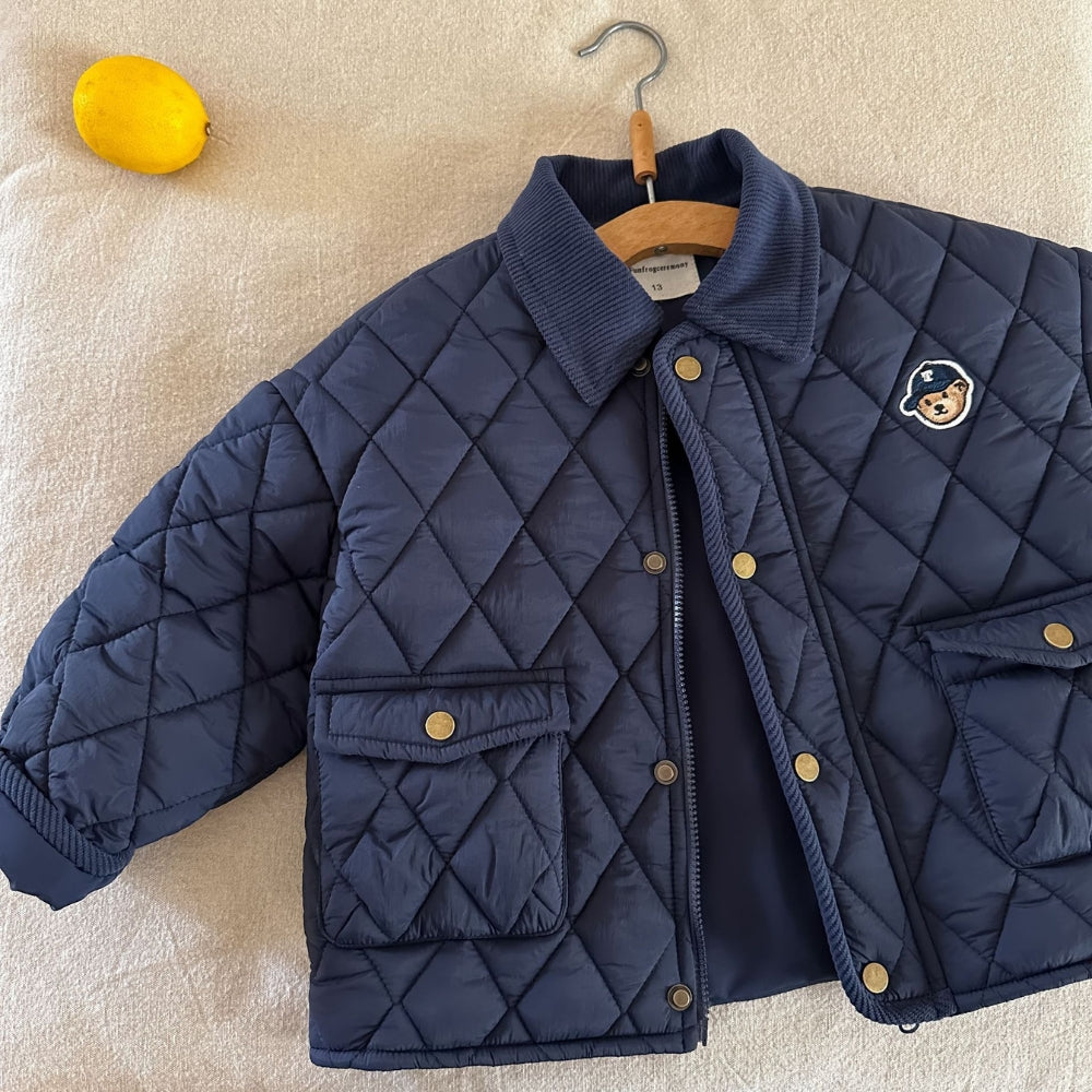 Kids Quilted Teddy Patch Jacket - Beekee