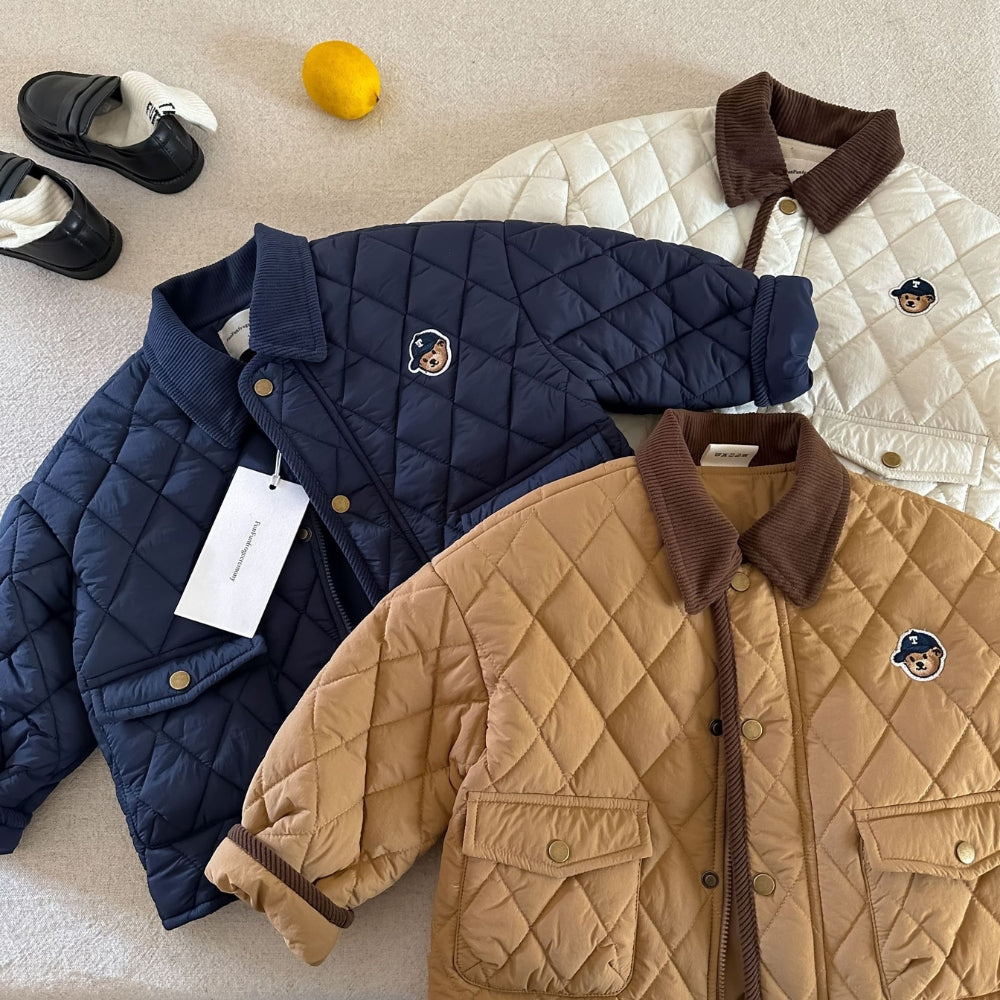 Kids Quilted Teddy Patch Jacket - Beekee