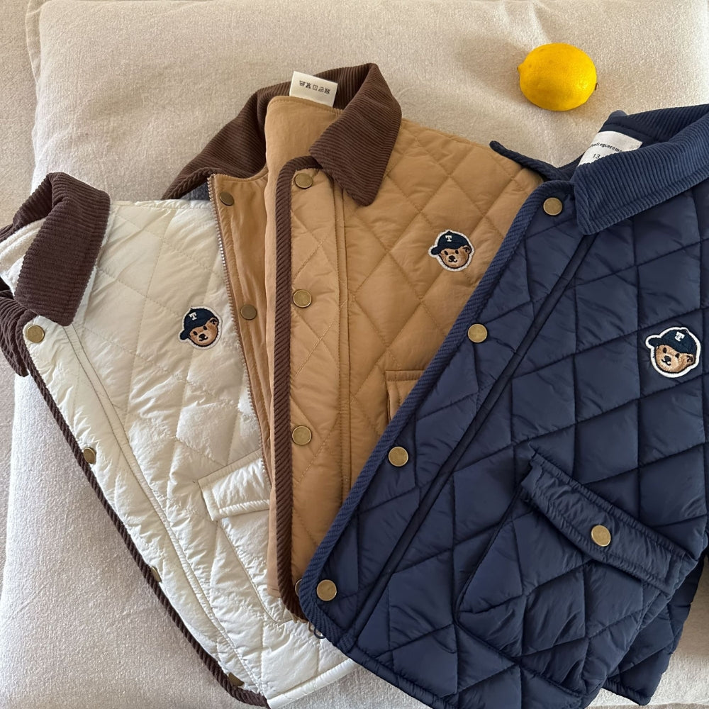 Kids Quilted Teddy Patch Jacket - Beekee