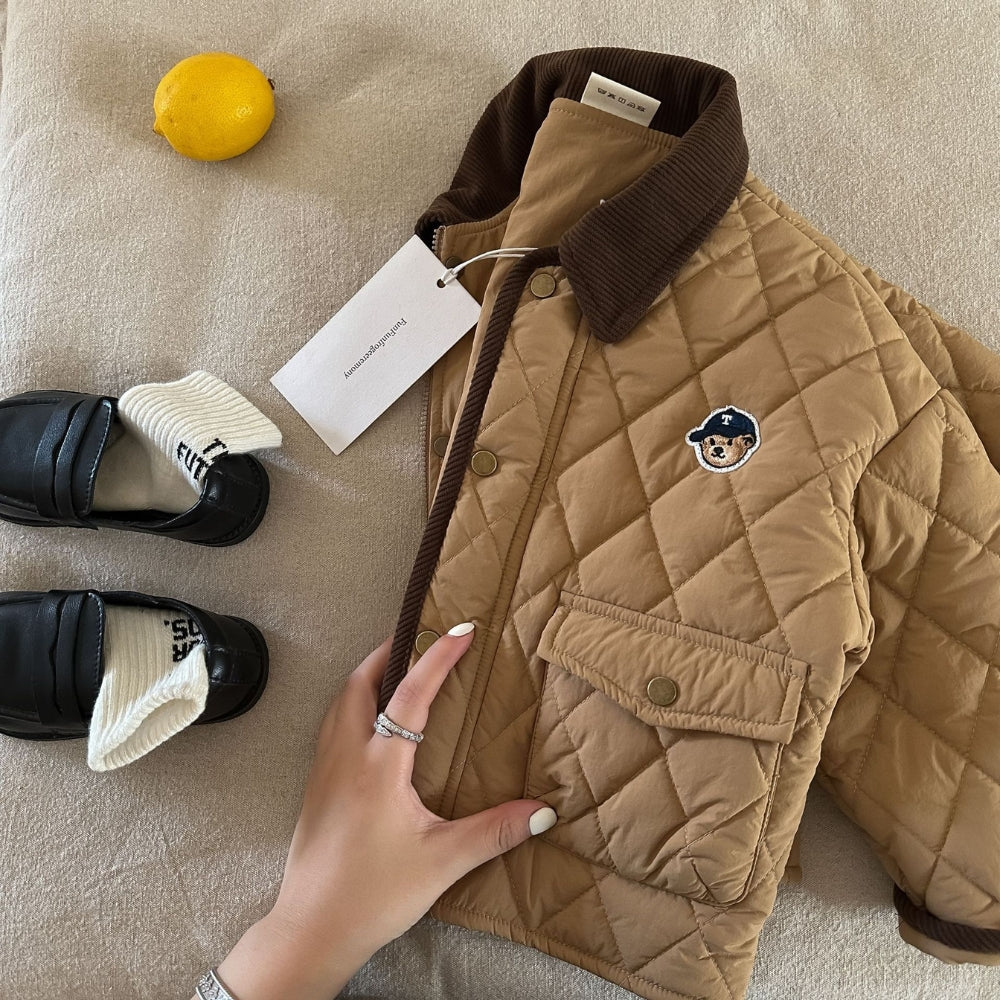 Kids Quilted Teddy Patch Jacket - Beekee